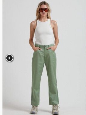 Afends Shelby - Hemp High Waist Wide Leg Pant Size 30 Moss Green